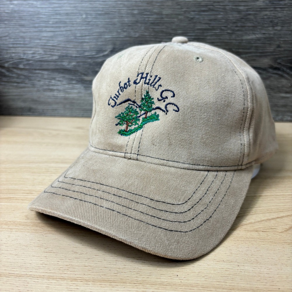 Turbot Hills Golf Hat Cap Strap Back Brown Adjustable